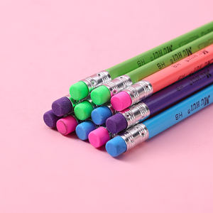 Crayons triangulaires en bois tendre HB avec gomme, corps noir, logo personnalisé, boîte en <span class=keywords><strong>papier</strong></span> de 12 pièces - Product Image 3