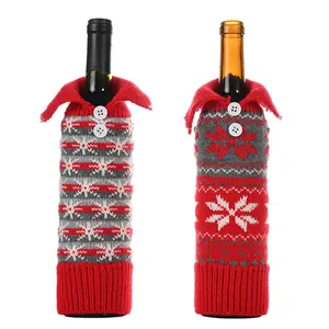 Navidad rojo tapas de botella de vino bolsa de hermoso copo de nieve de PVC botella de champán cubre la fiesta de Navidad de decoración de casa