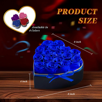 Kotak Berbentuk Hati Forever Blue Roses 16 Mawar Biru Awet Berkualitas Tinggi 100% Asli Hadiah Ulang Tahun untuk Ibu Istri Pacar