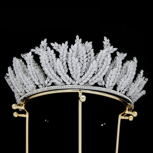 Luxe mariée Zircon diadèmes couronne mariage haute qualité diamant cheveux accessoires diadèmes princesse Pageant feuille strass coronas - Product Image 4