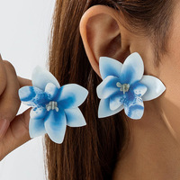 Bijoux européens et américains, boucles d'oreilles uniques et tendance, papillon tridimensionnel, orchidée, pierre naturelle, autres matériaux