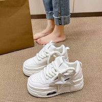 Nuovissime Scarpe Casual Trendy con Pentagramma, Sneakers Bianche alla Moda con Suola Spessa e Rialzata, Scarpe Sportive da Donna per il Tempo Libero