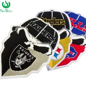 Exquisite Large Football Team NFL COWBOYS BILLS Raiders Shield Chenille Iron on Biker Patch for Jacket Motorcycle Vests