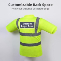 T-shirt de travail à manches courtes jaune fluorescent certifié EN ISO 20471, respirant, personnalisable ODM, avec bandes réfléchissantes de sécurité