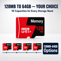 Kartu Memori TF Kelas 10 U3 32GB/64GB/128GB Kecepatan Tinggi untuk Ponsel, Kamera, dan Dash Cam
