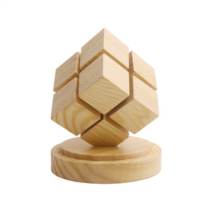 3d <span class=keywords><strong>cubo</strong></span> lampada decorativa Display a Led ricaricabile in legno luce notturna lampada Touch con batteria - Product Image 4