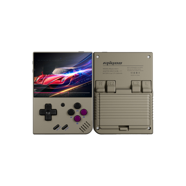 Miyoo Mini+ Classic Retro Gaming Console 3.5-Inch Handheld Game Player in Gray Wi-Fi Communication Reservation Required