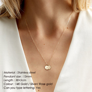 13MM Edelstahl gravierte personal isierte Scheiben kette mit winzigen anfänglichen benutzer definierten Kinder Initialen Halskette Buchstaben Geschenk für Mama - Product Image 5