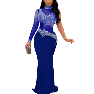 Abiti Lunghi da Sera Taglie Forti con Strass per Feste Formali Abito da Ballo con Motivo Stampato in Raso Naturale da Donna Pezzo Unico - Product Image 4