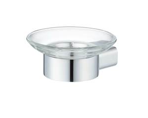 Porte-savon de salle de bain d'hôtel au design moderne, finition chromée, avec base en alliage de zinc et plat en verre - Product Image 4