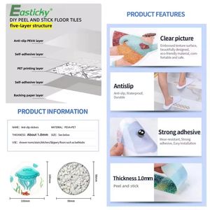 <span class=keywords><strong>Adesivi</strong></span> antiscivolo per vasca da <span class=keywords><strong>bagno</strong></span> con superficie di impugnatura nastro antiscivolo PEVA impermeabile per <span class=keywords><strong>bagno</strong></span> antiscivolo e decorazione - Product Image 4