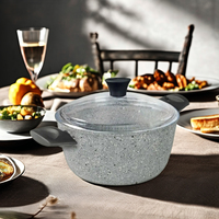 Casserole en aluminium antiadhésive de haute qualité avec couvercle en verre pour la cuisson et le mijotement sur cuisinière à induction, ustensiles de cuisine