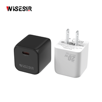 Chargeur rapide WISESIR 20W GaN PD 3.0, port unique Type-C 5V/3A 9V/2.22A 12V/1.67A, adaptateur secteur mural compact