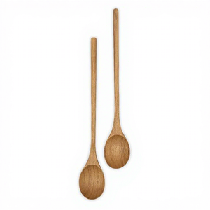 Cuillère de cuisine en bois naturel, ustensile de cuisine en bois fait main, écologique, cuillère à remuer en bois massif pour cuisiner, servir, faire cuire - Product Image 6