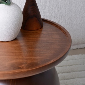 Thanh Lịch Hiện Đại Bóng Thiết Kế Bên Bảng Chất Lượng Cao Vòng Bàn Cà Phê Bằng Gỗ Cho Phòng Khách Mới Đến Nhà Đồ Nội Thất - Product Image 5