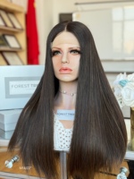 SHY Perruques Sheitel en cheveux naturels, lisses soyeux, pour femmes juives, avec bonnet confortable de qualité supérieure et effet de raie nette, vente en gros