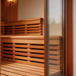 Moderna sauna eléctrica para exteriores de madera maciza de cedro rojo con puerta de vidrio y fácil operación para jardín o spa. - Product Image 2