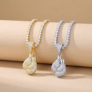Colgante de Guantes de Boxeo Iceout de Plata con Diamante Moissanita, Joyería de Moda de Lujo Estilo Hip Hop para Fiestas y Eventos, Estilo Llamativo - Product Image 1