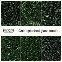 Cuentas de Vidrio FGB Verde Oscuro Ojo de Gato, Cuentas Pequeñas para Joyería, Pulseras, Cuentas Sueltas para Accesorios