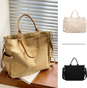 Bolsa de Lona Personalizada, Reutilizable, con Impresión de Logotipo, Bolsa de Compras de Algodón Puro, Bolsa de Hombro Individual Duradera para Mujer con Múltiples Bolsillos - Product Image 3