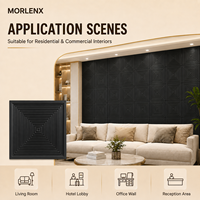 Panneau mural 3D carré concentrique noir MORLENX en PVC texturé, revêtement mural décoratif pour la conception de plafonds de salles d'exposition