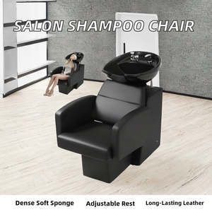 Chaise de salon de coiffure confortable, durable, moderne et multifonctionnelle avec bac en céramique, revêtement en cuir et repose-pieds réglable - Product Image 2
