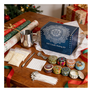 Kits de fabrication de bougies DIY en cire d'abeille, boîte en étain blanche, coffret cadeau, aromathérapie naturelle, décoration intérieure, boutique, gamme saisonnière - Product Image 4