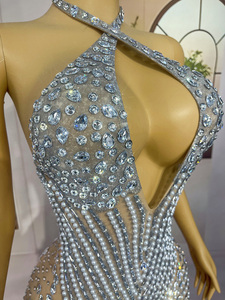 Novance Y4838 Abiti <span class=keywords><strong>Sexy</strong></span> da Donna in <span class=keywords><strong>Rete</strong></span> con Strass per Feste e Club Abiti da Compleanno di Design Cinese - Product Image 3