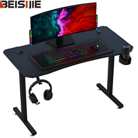 Table de jeu extensible en bois mélaminé en forme de Z Wquantum avec porte-gobelet et crochets pour casque, modèle H-2, pour la maison, le bureau et le salon