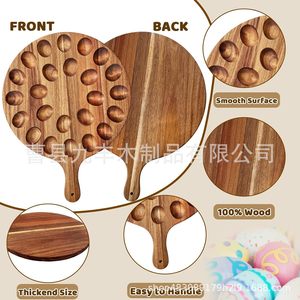 ถาดใส่ไข่ไม้เนื้อแข็ง Jiufeng พร้อมหูจับ ชั้นวางไข่สองด้านสำหรับกิจกรรมวันอีสเตอร์สำหรับพ่อแม่ลูก - Product Image 5