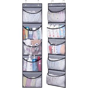 Grey Foldable Over-the-Door Organizer with 5-Pocket Storage Non-Woven Fabric for Bedroom Bathroom <b>Wardrobe</b> or Closet - Product Image 2