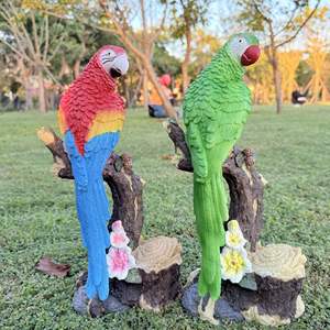 Simulation Artistic <b>Parrot</b> Sculpture <b>Ornament</b> Epoxy Resin Folk Art Outdoor Garden Decoration Supplies Office Animal Bird - Product Image 1