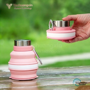 Silicone Foldable Water Bottle Green 1L Compact Portable For <b>Camping</b> <b>Hiking</b> Outdoor Use - Product Image 3