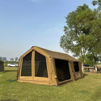 Premium 14 ㎡   Tente de camping gonflable portable imperméable toutes saisons à double couche en coton TC surdimensionnée et confortable