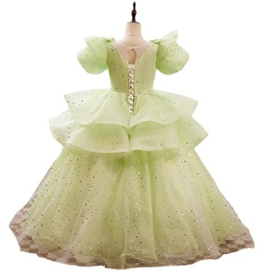 S1998R New <b>Mint</b> Green fairy Puff Sleeve Fresh Princess <b>Dress</b> Birthday fairy Flower Girl <b>Dress</b> - Product Image 5