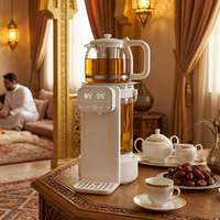 Bouilloire électrique intelligente en verre turque portable, 2L+0.6L, avec couvercle inférieur, pour faire du thé, samovar