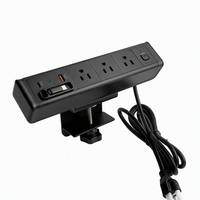 Prise de bureau à clipser avec chargeur rapide PD 20W, 3 prises US, concentrateur d'alimentation sans perçage pour mobilier de bureau et poste de travail