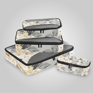 Ensemble de 6 cubes de rangement pour bagages à motif hibiscus jaune Hawaïen, design personnalisé, vente en gros, pour valises de voyage et bagages cabine - Product Image 2