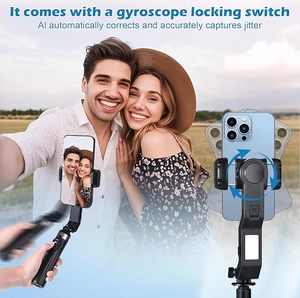 Estabilizador <span class=keywords><strong>de</strong></span> Teléfono Superior <span class=keywords><strong>con</strong></span> Rotación <span class=keywords><strong>de</strong></span> 360°, Seguimiento Facial y Luz LED Trípode y <span class=keywords><strong>Palo</strong></span> <span class=keywords><strong>Selfie</strong></span> 3 en 1 para Grabación <span class=keywords><strong>de</strong></span> Videos y Viajes - Product Image 2