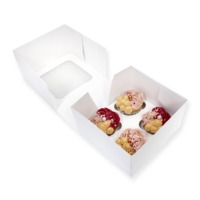 Boîte cadeau personnalisée pour cupcakes de boulangerie en gros avec fenêtre transparente pour arrangements de bouquets floraux, petites boîtes rectangulaires