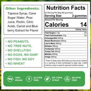Gomitas de Melena de León VitaHall OEM, Suplemento <span class=keywords><strong>Diet</strong></span>ético para Estimular el Sistema Inmunológico, Sin Gluten, Alimento Vegano Saludable - Product Image 2