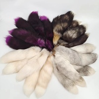 Véritable fourrure d'animal 40 cm Fluffy Blue fox Fur Tail Keychain Gray White fox Tail