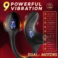 Vibrierender Cockring mit Anallplug und Prostatamassage, 4-in-1 Dammstimulator Penisring Vibrator für Paare, Sexspielzeug für Erwachsene für Männer