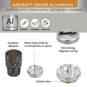 Molinillo de Hierbas Secas HoneyPuff de Aluminio con Tapa Magnética de 3 Piezas, Molinillo Redondo con Dientes Afilados para Triturar Hierbas - Product Image 6