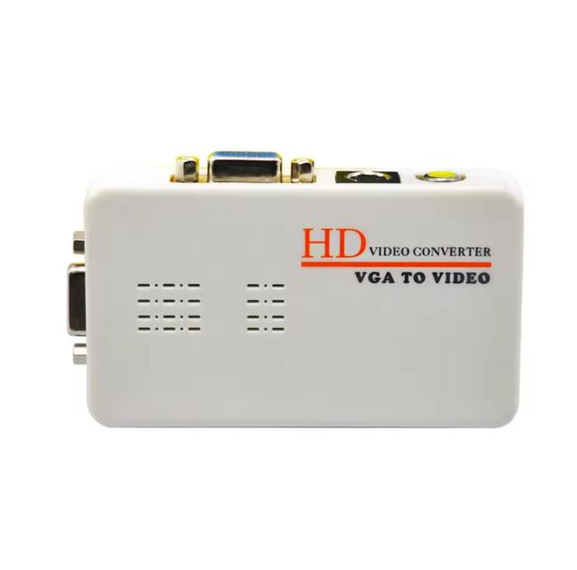 New White Color HD Video Converter 1080p VGA to AV RCA Converter