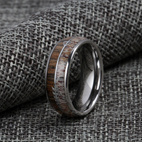 Bague pour homme en carbure de tungstène Tizti avec incrustation bois et motif flèche en bois de cerf, résistante aux rayures, pour mariage, vente en gros