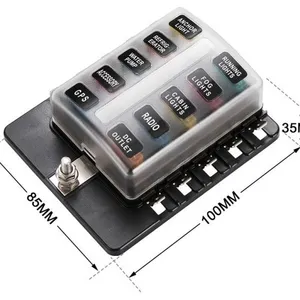 10-Circuit ATC/ATO Fuse Block with fuses for 12V/24 Car