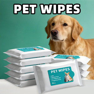 Marque privée personnalisée 10 pièces Portable <span class=keywords><strong>chien</strong></span> chat corps toilettage nettoyage biologique non parfumé <span class=keywords><strong>lingettes</strong></span> <span class=keywords><strong>pour</strong></span> animaux de compagnie biodégradables <span class=keywords><strong>lingettes</strong></span> humides <span class=keywords><strong>pour</strong></span> animaux de compagnie - Product Image 1