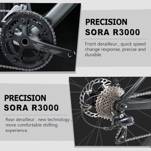 Bicicleta de Carretera de Carbono 700C T800, Bicicleta de Carreras de Alto Rendimiento con 18 Velocidades <span class=keywords><strong>SORA</strong></span> R3000 y Frenos de Disco para Ciclistas Principiantes - Product Image 3
