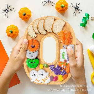 Bandeja de madera con diseño de letras BOO para decoración de Halloween, plato para frutas secas, dulces, queso y aperitivos, ideal para fiestas. - Product Image 2